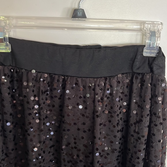 Black sequin pants slouchy Sz medium drop crotch elastic waistband - Picture 3 of 8